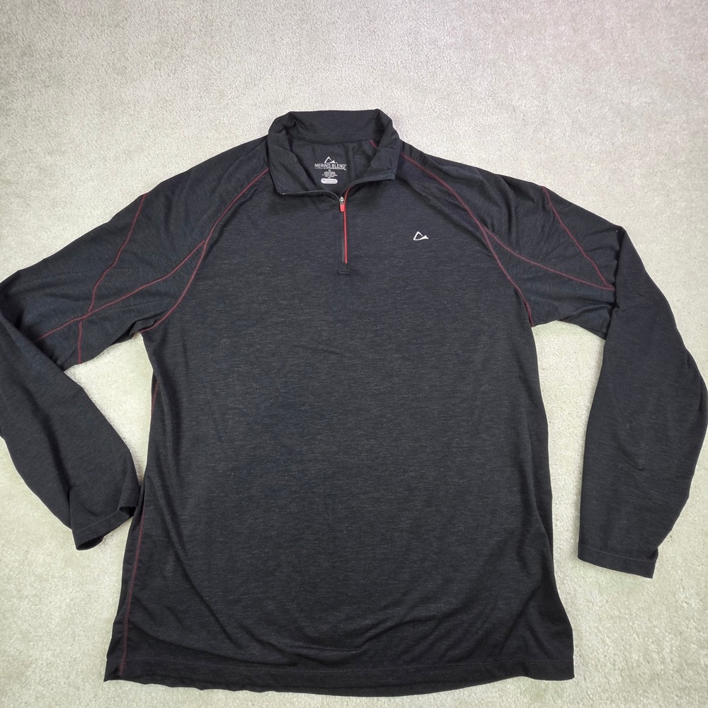 Paradox Merino Blend Mens 1/4 Zip Pullover Shirt Charcoal XL LIghtweight Stretch